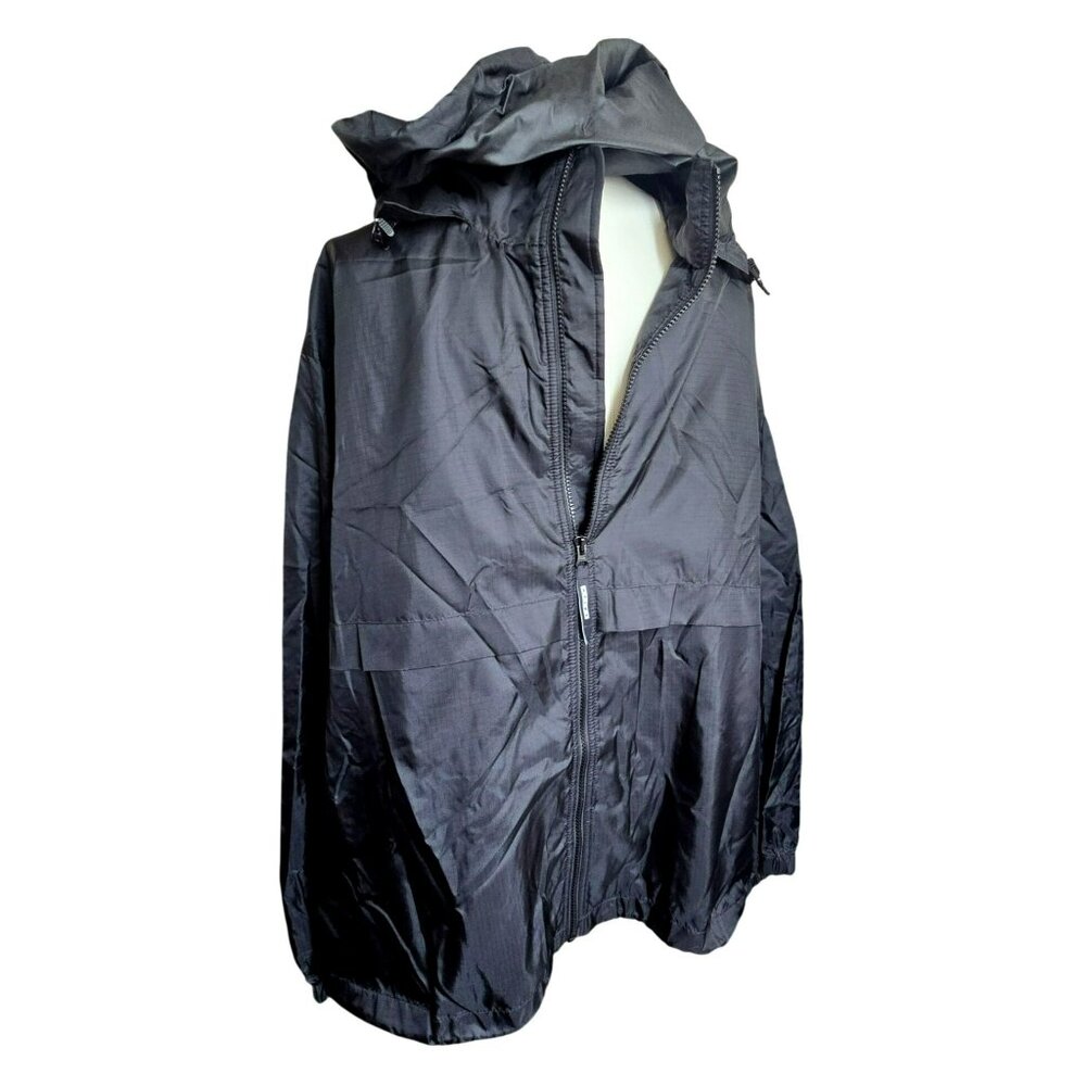 Eddie Bauer Ebtek Mens Black Waterproof Hooded Jacket Nylon Shell XXL CM2017